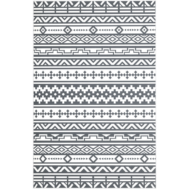 foto del prodotto outsunny tappeto reversibile da esterno con borsa 1.8x2.7cm grigio bianco