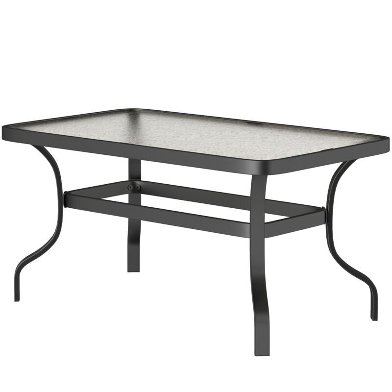 foto del prodotto outsunny tavolino da giardino rettangolare con piano in vetro temperato nero