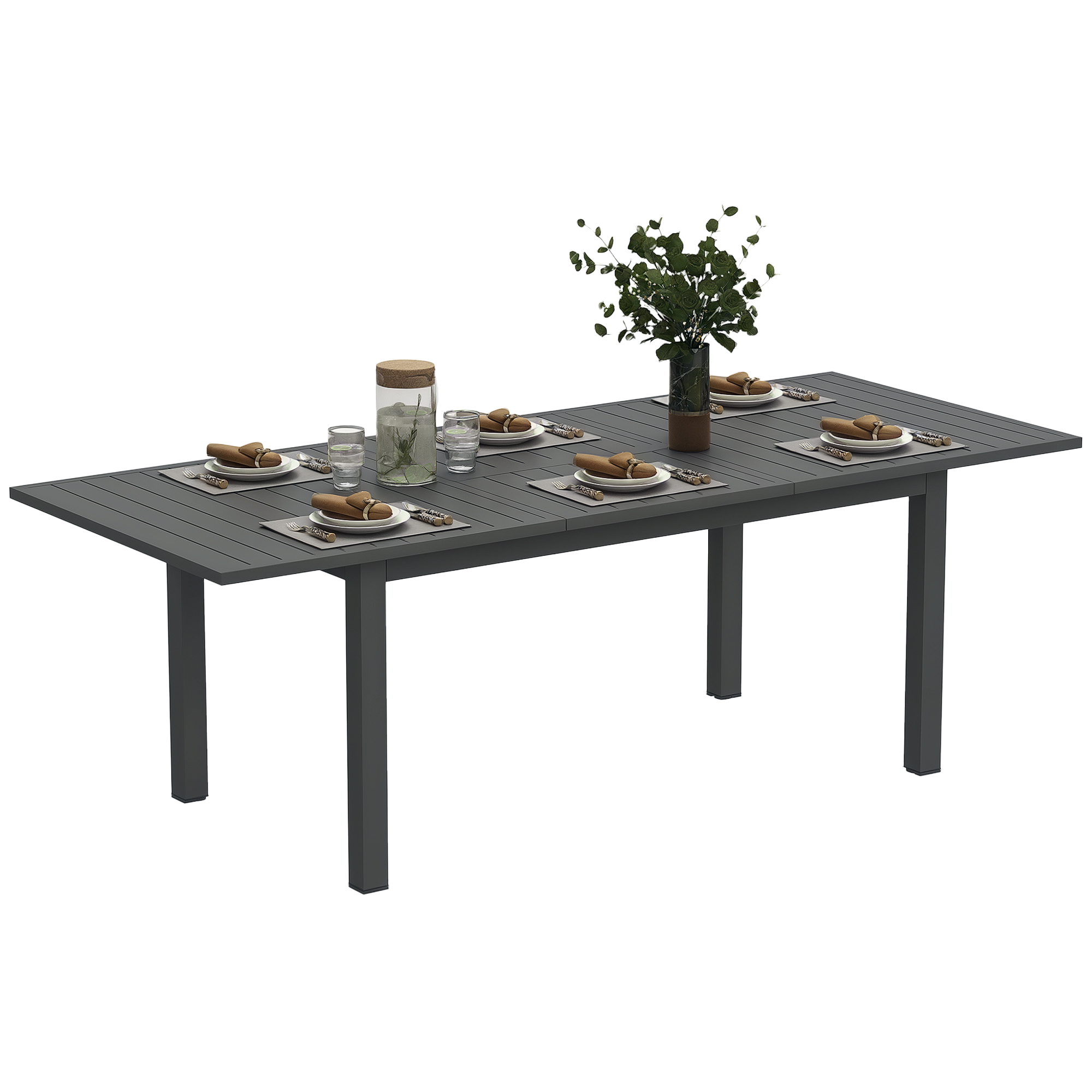 foto del prodotto outsunny tavolo da giardino allungabile da 160-220 cm per 6-8 persone rettangolare in alluminio, grigio