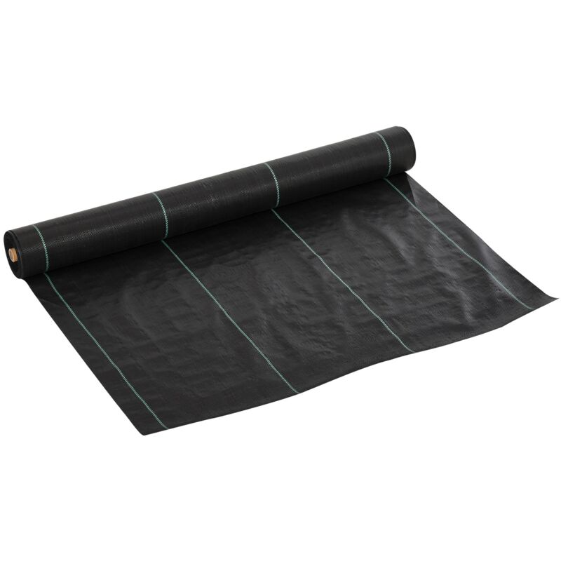 foto del prodotto outsunny telo pacciamante in pp nero 50x1 m quadrettato, drenante e traspirante