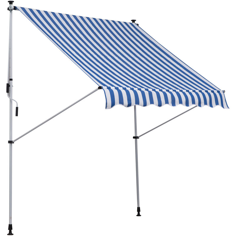 foto del prodotto outsunny tenda da sole 2x1.5m con telaio telescopico e manovella, blu