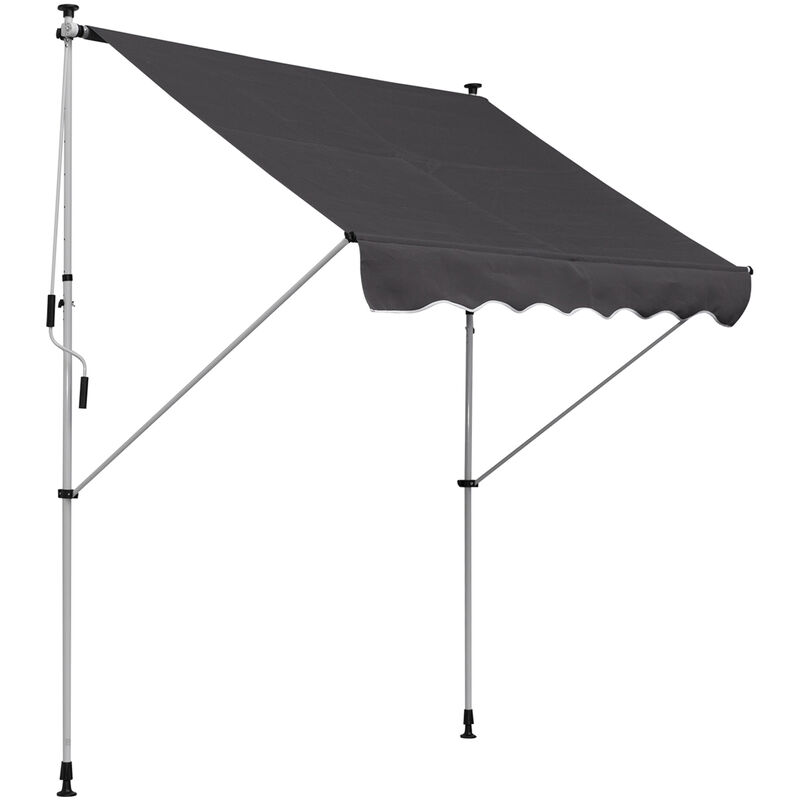 foto del prodotto outsunny tenda da sole 2x1.5m con telaio telescopico e manovella, grigio