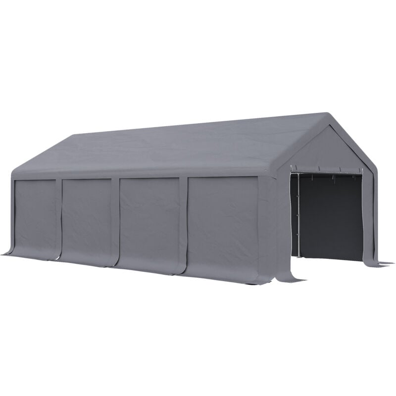 foto del prodotto outsunny tendone da giardino grigio 8x4m con porte a cerniera