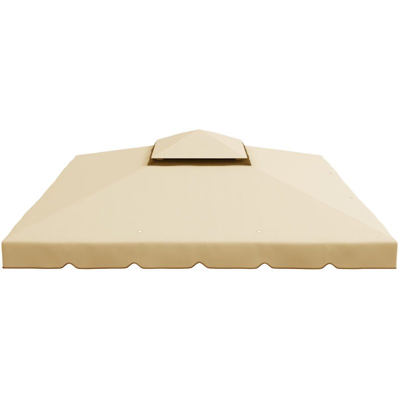foto del prodotto outsunny tetto di ricambio per gazebo da 3x3m con tettuccio a 2 livelli beige