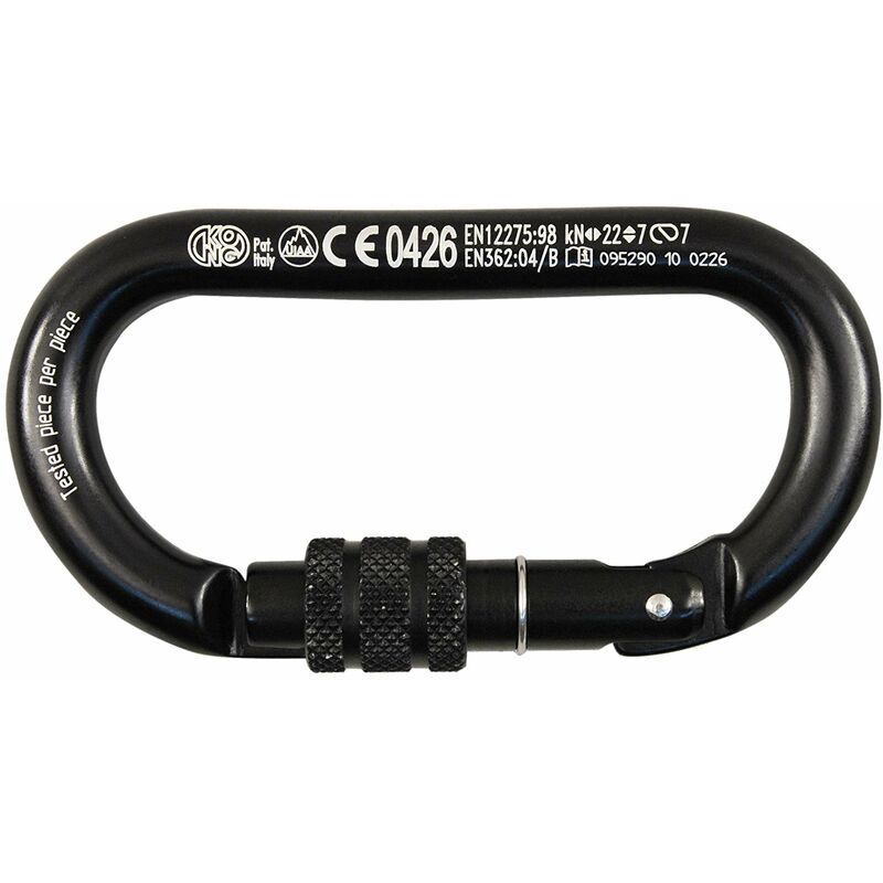 foto del prodotto oval alu classic screw sleeve. moschettone in alluminio con ghiera a vite. compatibile con bloccanti e carrucole. keylock anti impiglio. certificato