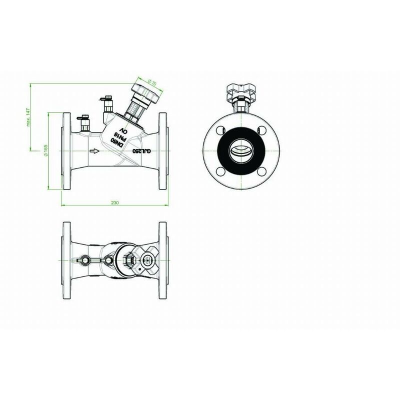 foto del prodotto oventrop valvola di bilanciamento hydrocontrol vfc pn 16 dn 65 flange secondo din en 1092 2 su entrambi i lati, con 2 prese di pressione, ghisa