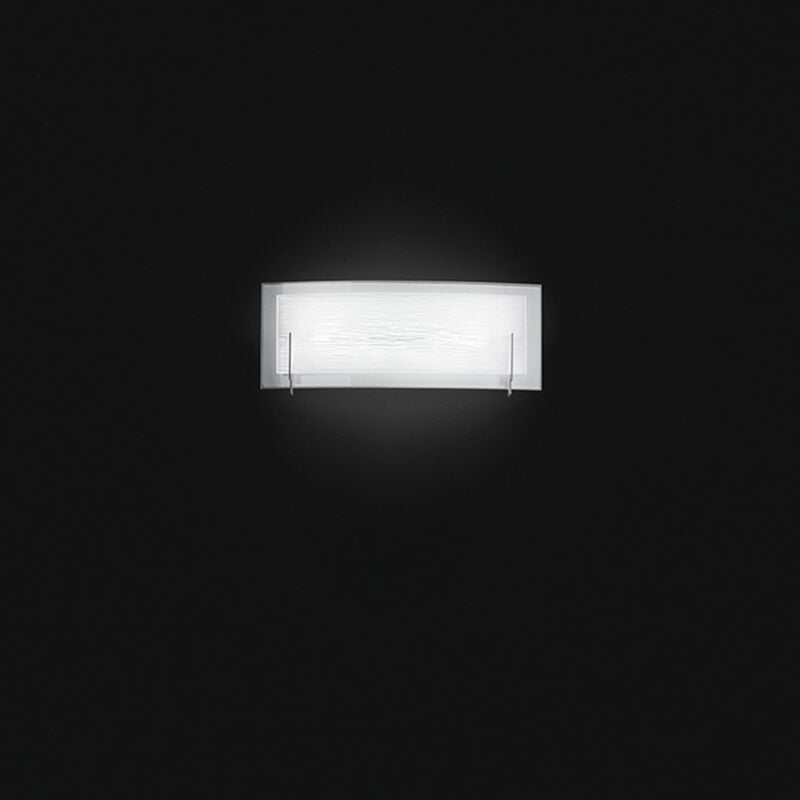 foto del prodotto overlap applique led 12w 1008lm 3000k in vetro bianco e satinato finitura cromo lucido 32cm