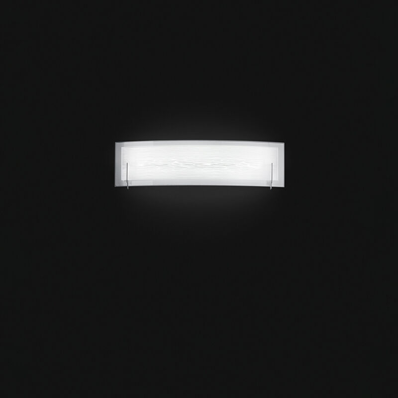 foto del prodotto overlap applique led 18w 1551lm 3000k in vetro bianco e satinato finitura cromo lucido 46cm