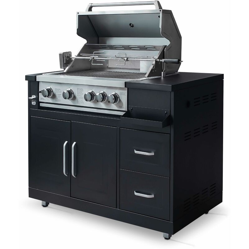 foto del prodotto oviala barbecue a gas con 4 bruciatori e girarrosto per cucina all aperto