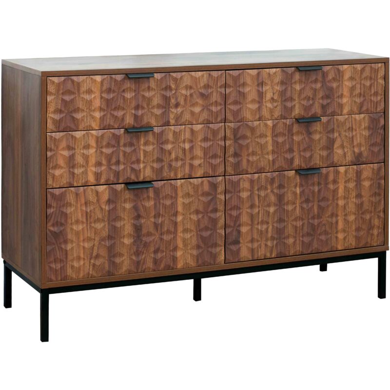 foto del prodotto oviala cassettiera a 6 cassetti in mdf con decoro melaminico legno scuro