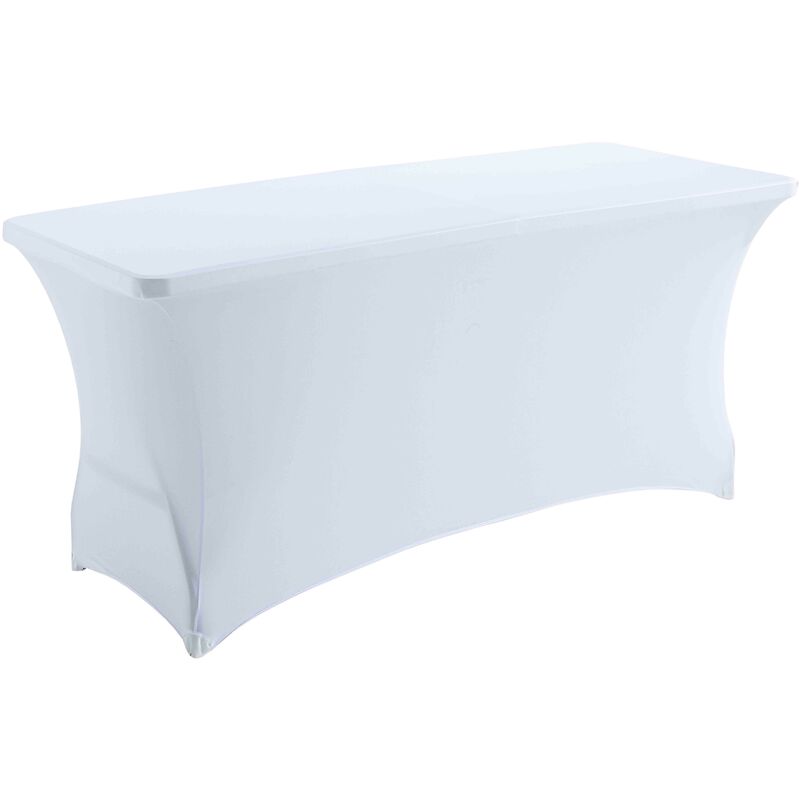 foto del prodotto oviala copertura elastica stretch bianca per tavolo pieghevole hpde 18 cm
