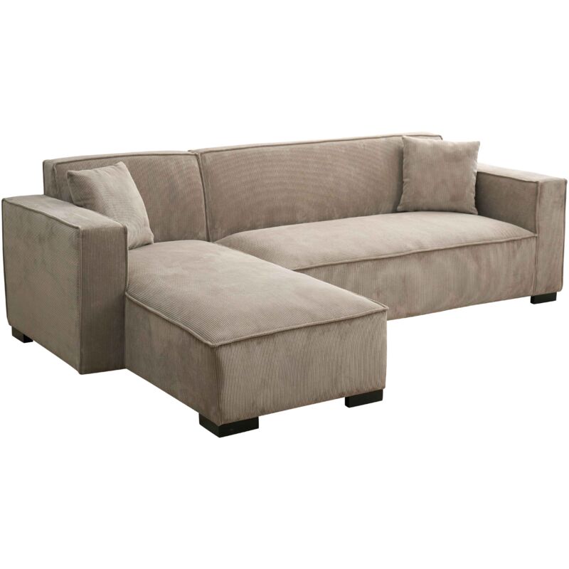 foto del prodotto oviala divano angolare fisso 3 posti con chaise longue sinistra color tortora