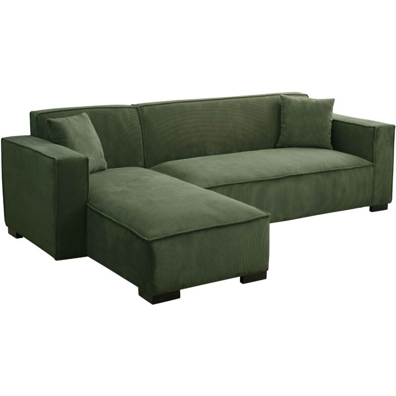 foto del prodotto oviala divano angolare fisso 3 posti con chaise longue sinistra in verde kaki