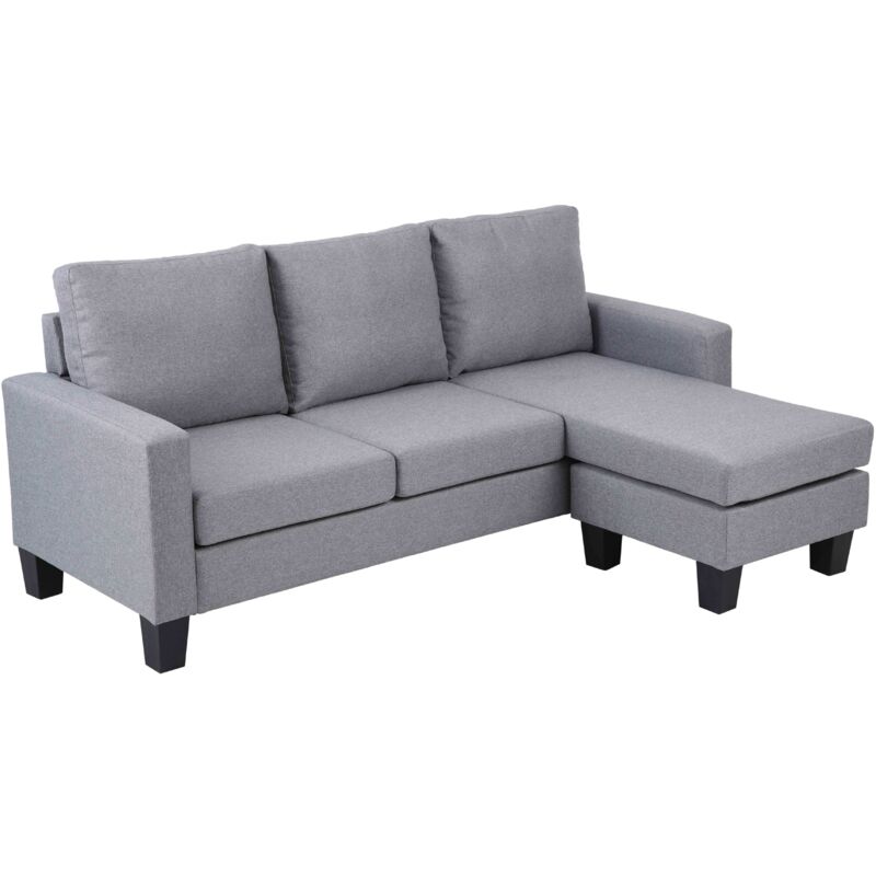 foto del prodotto oviala divano angolare in tessuto grigio con chaise longue a 3 posti