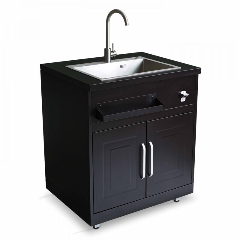 foto del prodotto oviala mobile lavello a 2 ante per cucina esterna nero