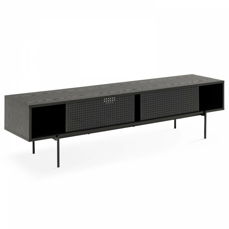 foto del prodotto oviala mobile tv 180 cm stile industriale legno nero