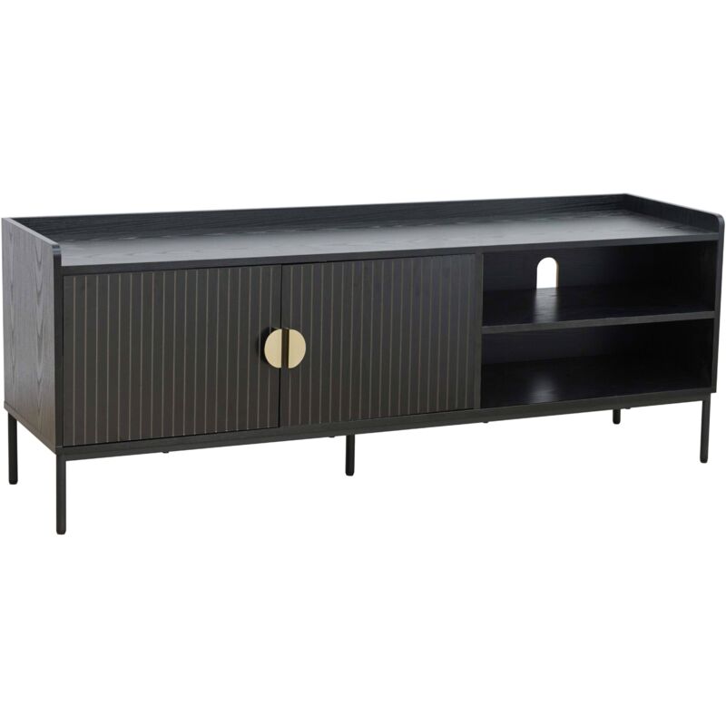 foto del prodotto oviala mobile tv in acciaio e mdf con decoro melaminico 150 cm nero