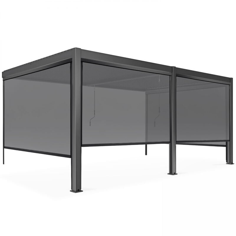 foto del prodotto oviala pergola bioclimatica ad angolo 3x6m e 4 tende 2,66 x 2,34m