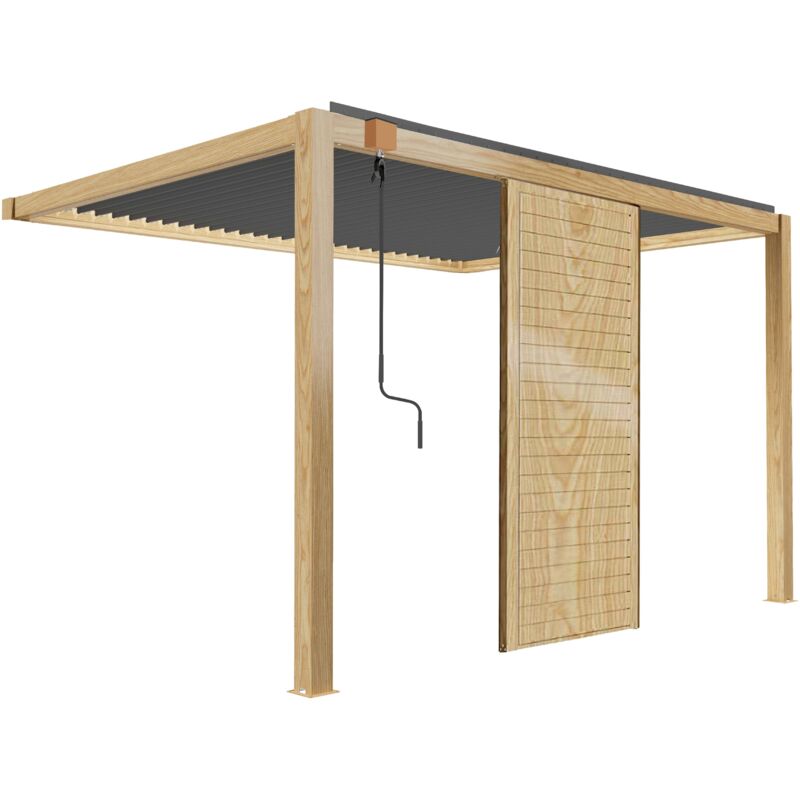 foto del prodotto oviala pergola bioclimatica addossata 3 x 4 m con 1 zanzariera