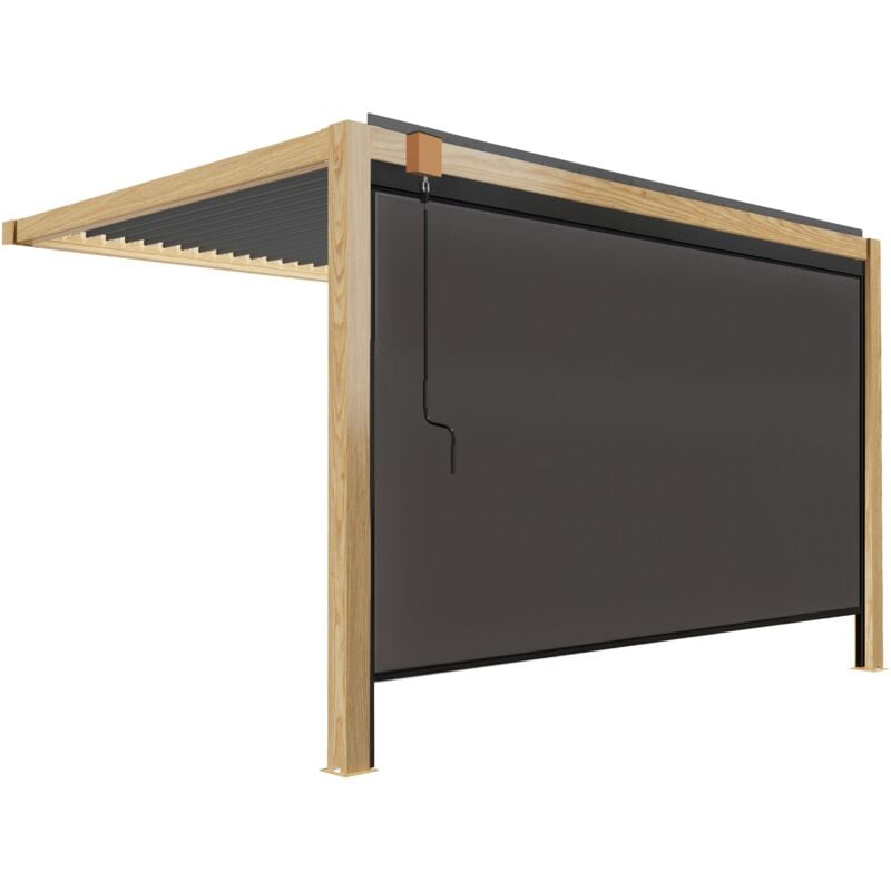 foto del prodotto oviala pergola bioclimatica addossata 3x4 m in legno con 1 tenda