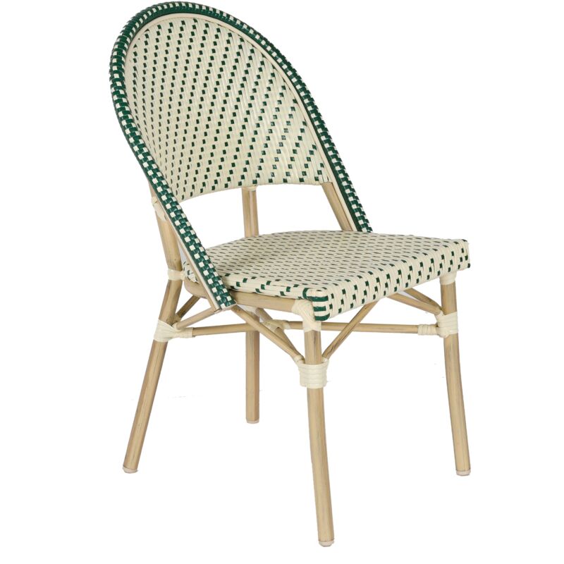 foto del prodotto oviala - sedia da giardino in rattan verde e alluminio