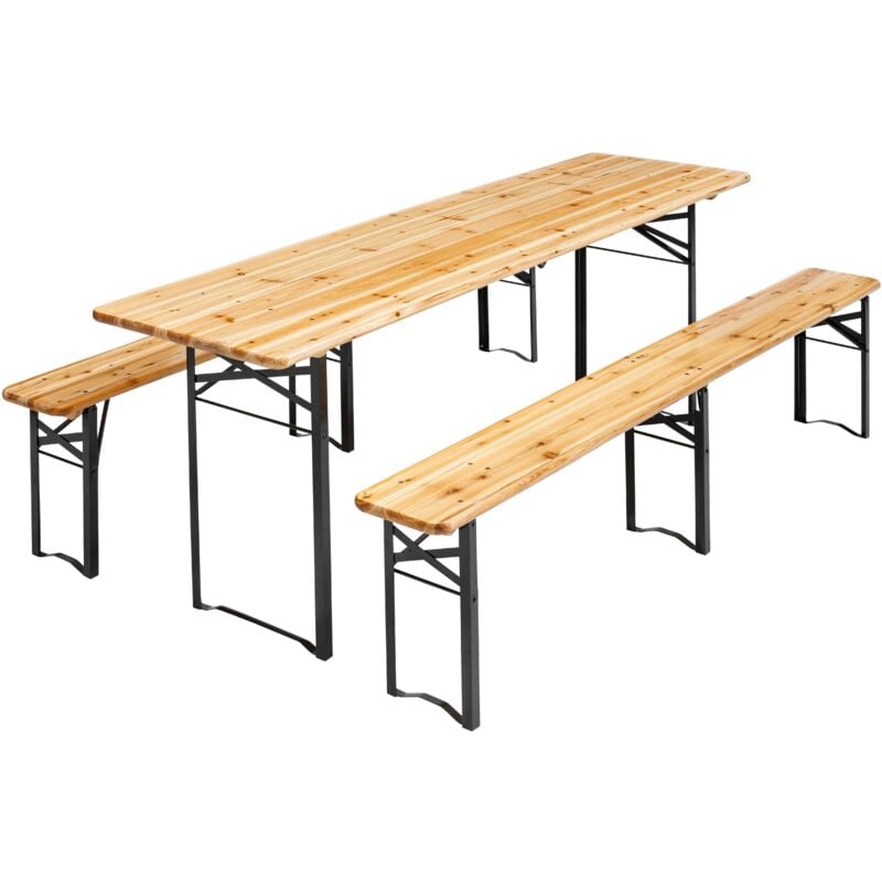 foto del prodotto oviala set da birreria con tavolo e panche pieghevoli in legno da 218 cm
