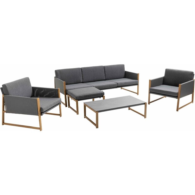 foto del prodotto oviala set da giardino 5 posti in alluminio grigio