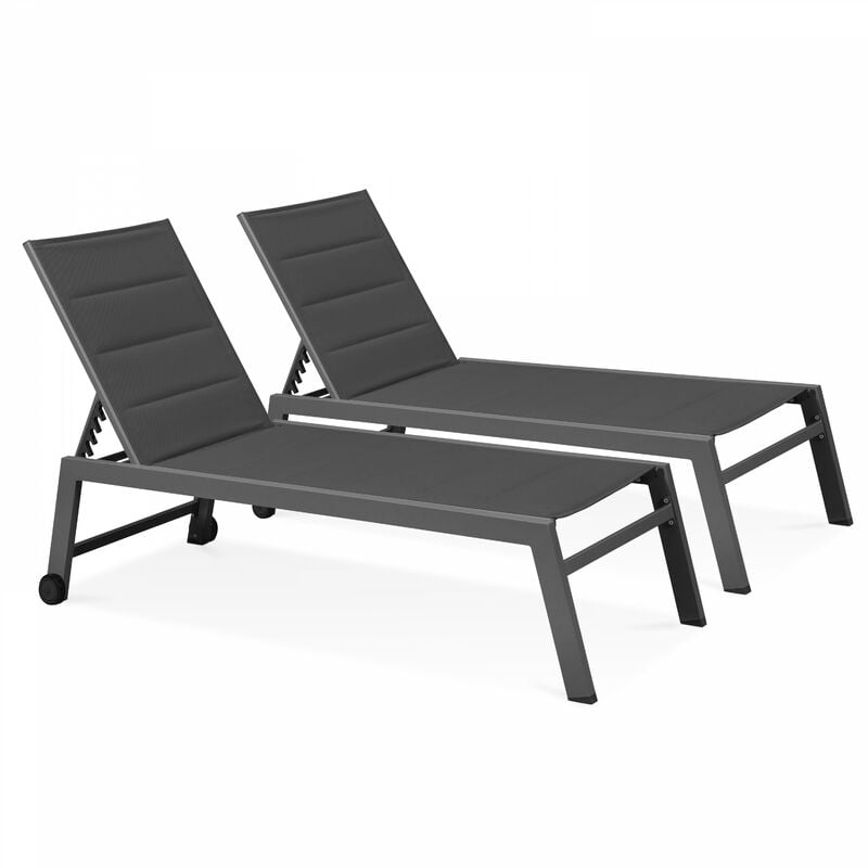 foto del prodotto oviala set di 2 lettini prendisole in alluminio grigio