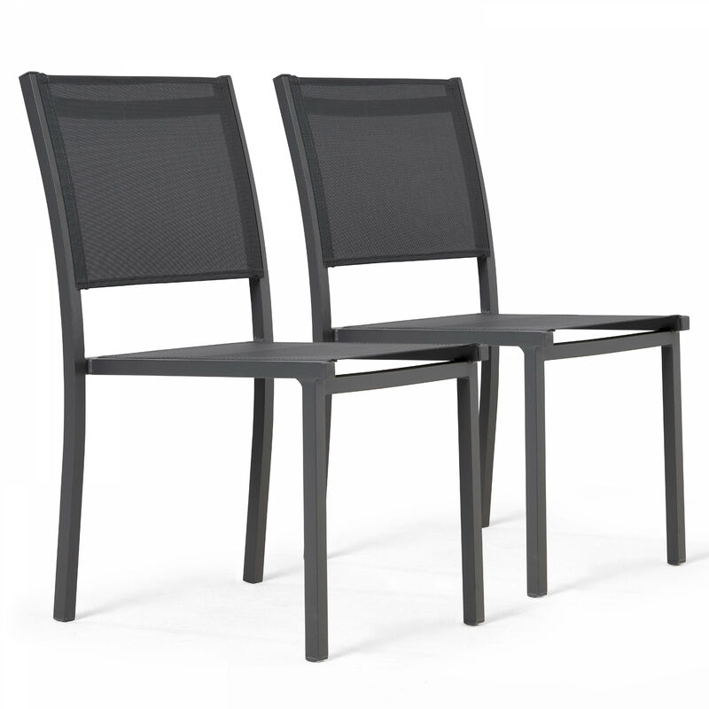 foto del prodotto oviala set di 2 sedie da giardino in alluminio e textilene grigio