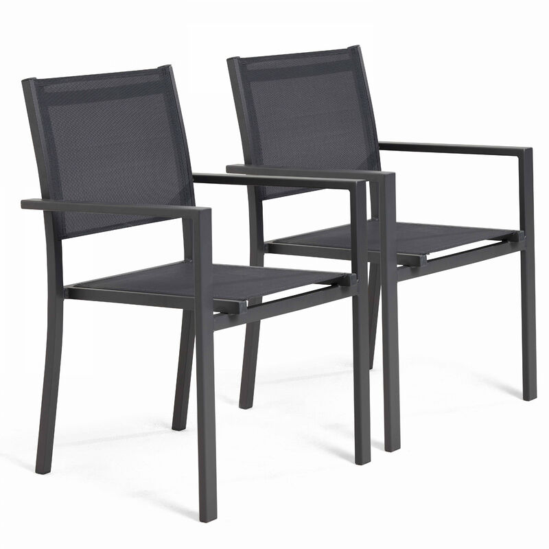 foto del prodotto oviala set di 2 sedie da giardino in alluminio e textilene grigio