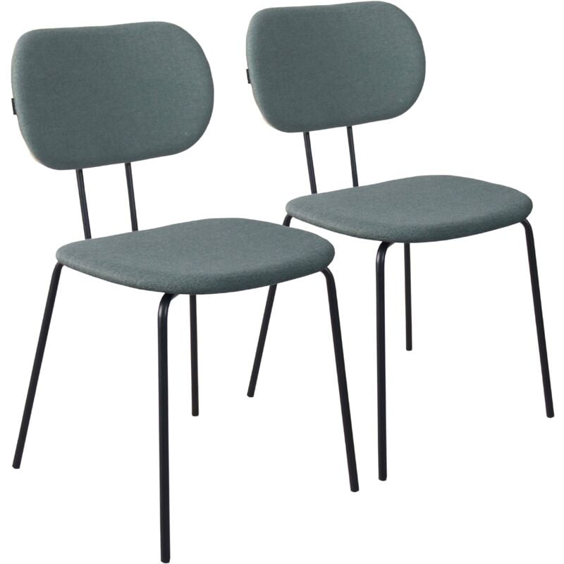 foto del prodotto oviala set di 2 sedie di design in acciaio e legno verde scuro
