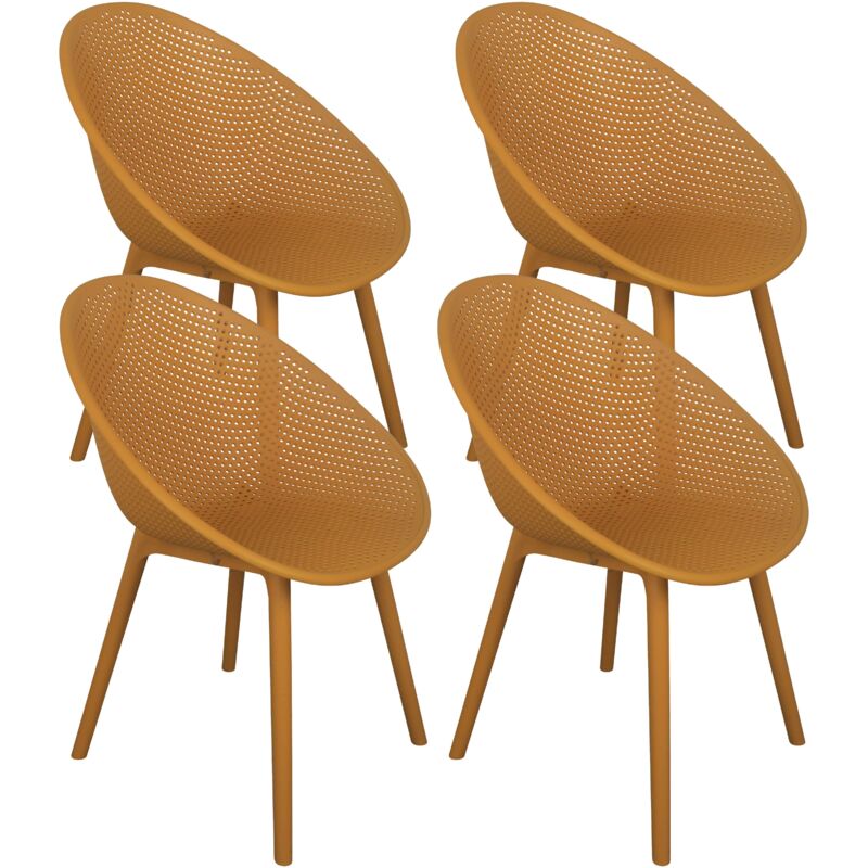 foto del prodotto oviala - set di 4 sedie da giardino in plastica giallo senape