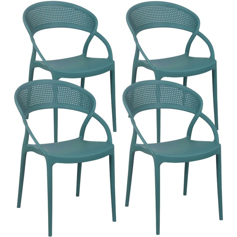 foto del prodotto oviala set di 4 sedie da giardino verde scuro