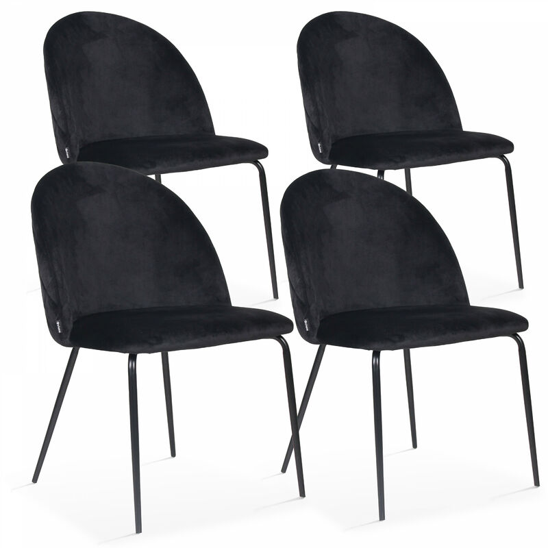 foto del prodotto oviala set di 4 sedie in velluto nero