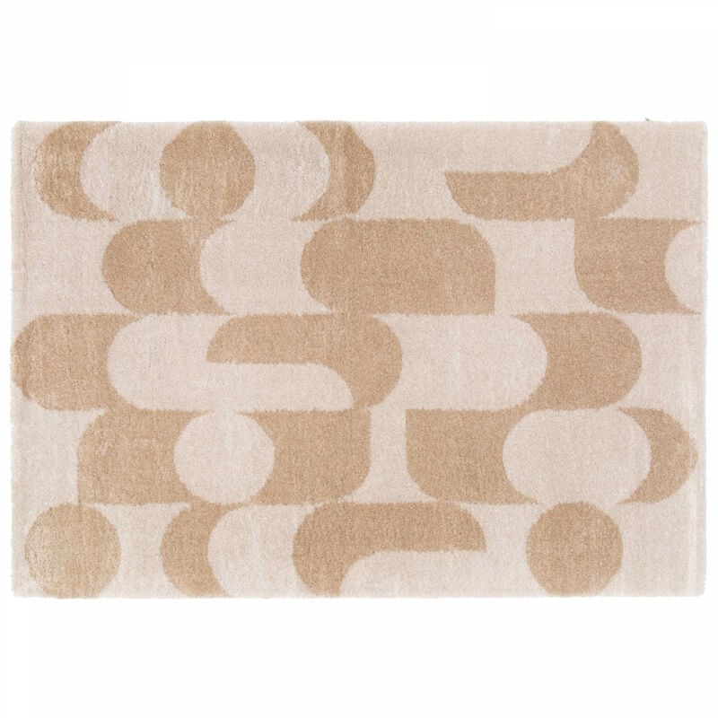 foto del prodotto oviala tappeto con motivo anni 70 color ecru e beige 120 x 170 cm