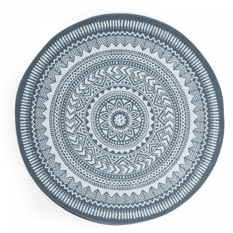foto del prodotto oviala tappeto rotondo in polipropilene blu 120cm