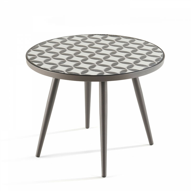 foto del prodotto oviala tavolino basso rotondo con motivo a mosaico in ceramica tivoli