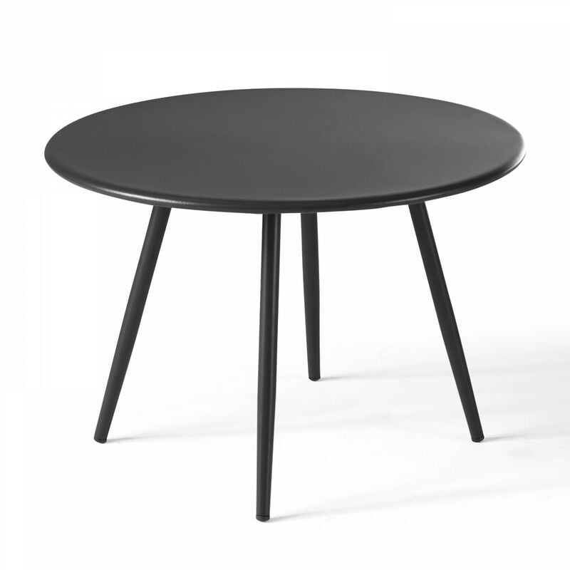 foto del prodotto oviala tavolino da giardino rotondo basso in metallo grigio antracite, 40 cm palavas
