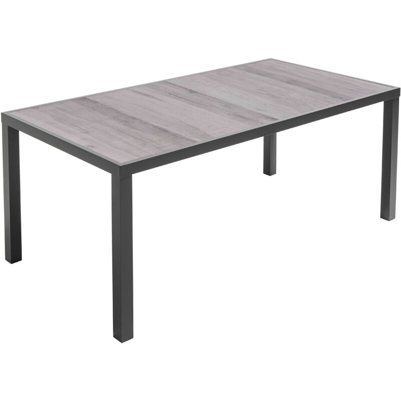 foto del prodotto oviala tavolo da giardino in alluminio e ceramica effetto legno grigio tivoli