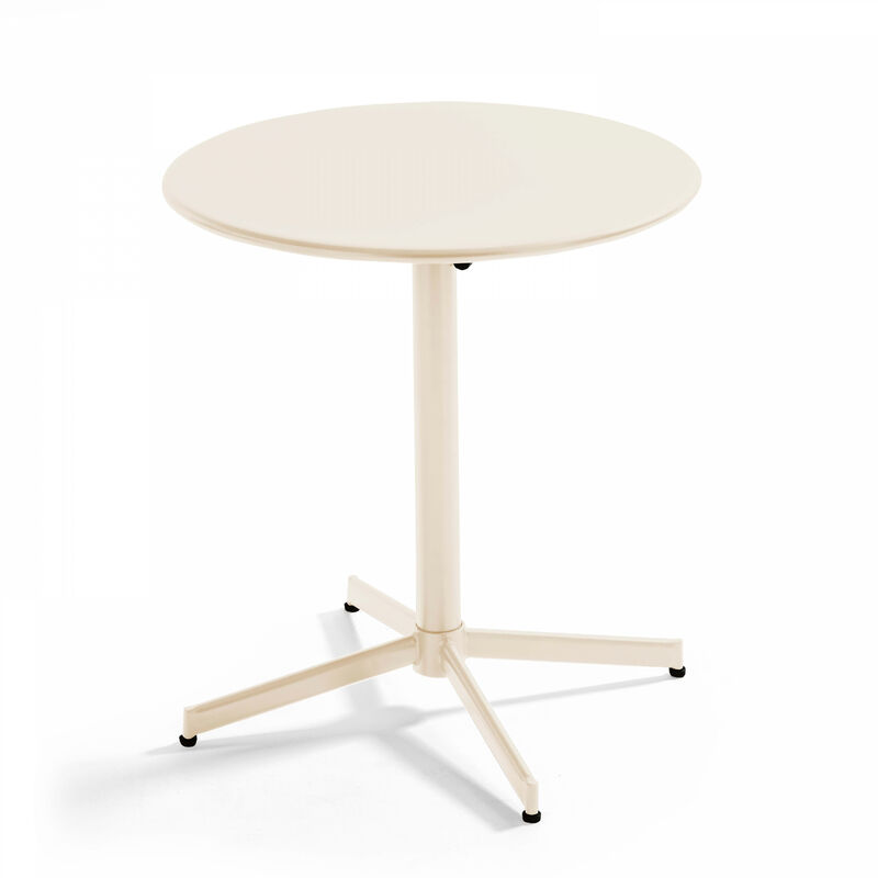foto del prodotto oviala tavolo da giardino rotondo bistro reclinabile in acciaio avorio 70cm palavas