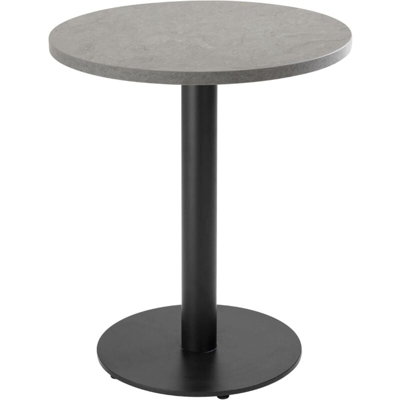 foto del prodotto oviala tavolo da pranzo da 60 cm base nera e rivestimento in cemento grigio