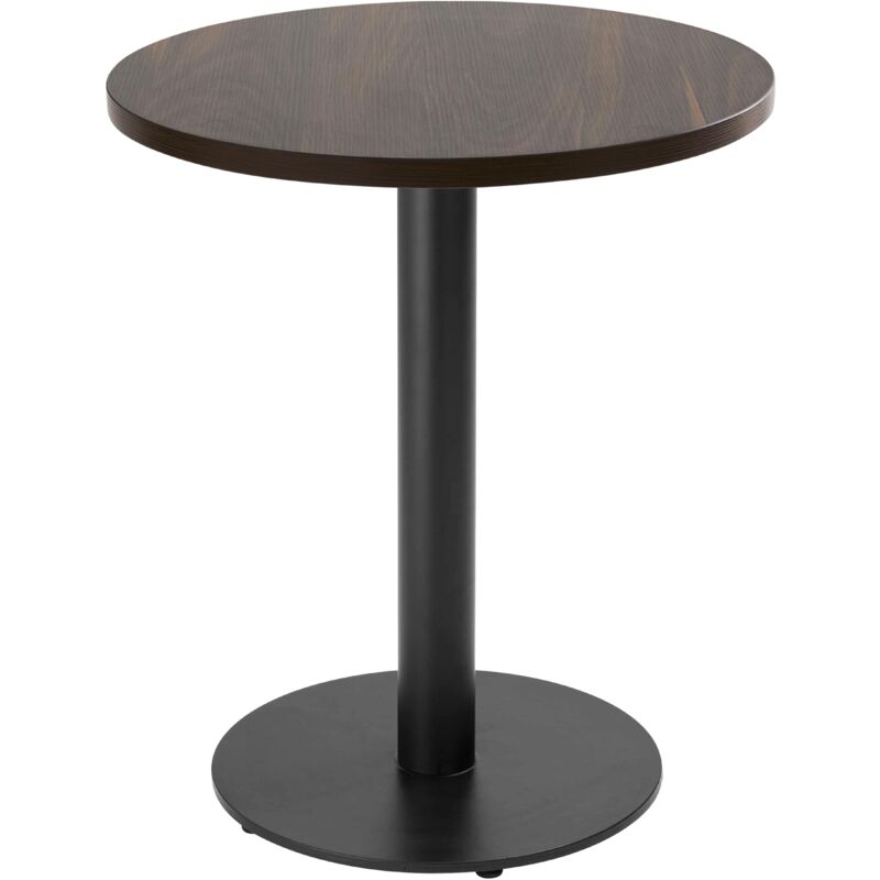 foto del prodotto oviala tavolo da pranzo rotondo 60 cm pied nero e rivestimento in legno scuro