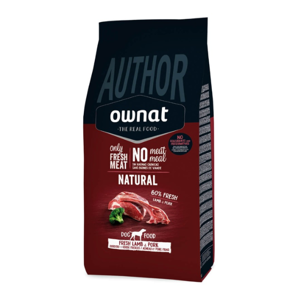 foto del prodotto ownat author natural all breeds adult con agnello fresco e maiale 10 kg croccantini per cani 1 ordine scegli lo sconto bzr5 bzr20 200 punti fedelt 