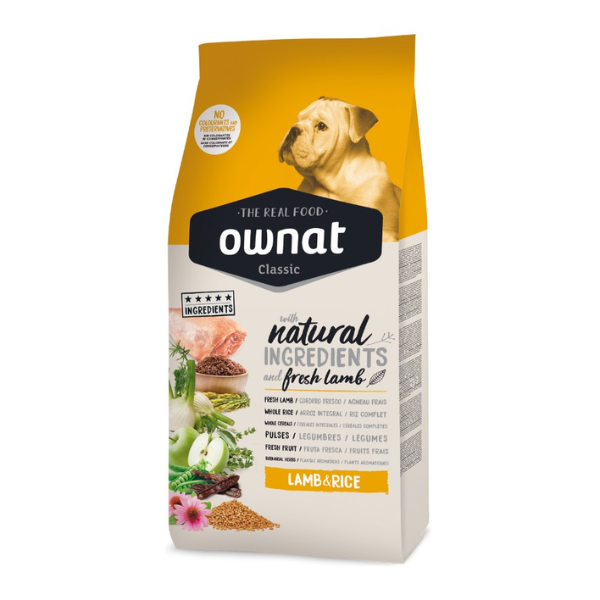 foto del prodotto ownat classic all breeds adult con agnello fresco e riso 20 kg croccantini per cani 1 ordine scegli lo sconto bzr5 bzr20 200 punti fedelt 