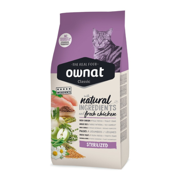 foto del prodotto ownat classic cat sterilised con pollo fresco 15 kg 1 ordine scegli lo sconto bzr5 bzr20 200 punti fedelt 