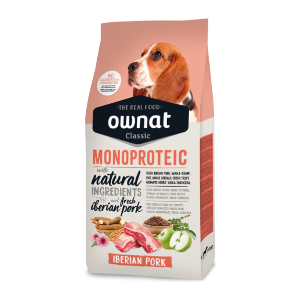 foto del prodotto ownat classic monoproteic all breeds adult con maiale iberico fresco 12 kg 1 ordine scegli lo sconto bzr5 bzr20 200 punti fedelt 