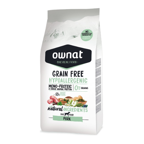 foto del prodotto ownat grain free hypoallergenic mono proteic all breeds adult con maiale fresco 12 kg 1 ordine scegli lo sconto bzr5 bzr20 200 punti fedelt 