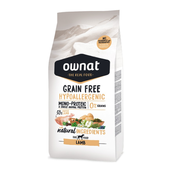 foto del prodotto ownat grain free hypoallergenic mono proteic all breeds adult con salmone fresco 12 kg 1 ordine scegli lo sconto bzr5 bzr20 200 punti fedelt 