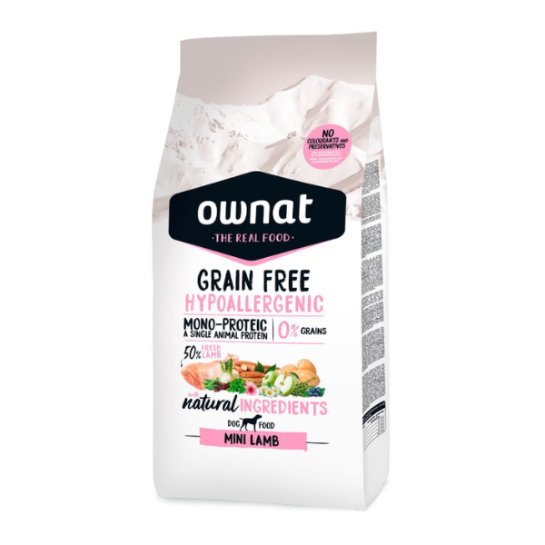 foto del prodotto ownat grain free hypoallergenic mono proteic mini adult con agnello fresco 3 kg 1 ordine scegli lo sconto bzr5 bzr20 200 punti fedelt 