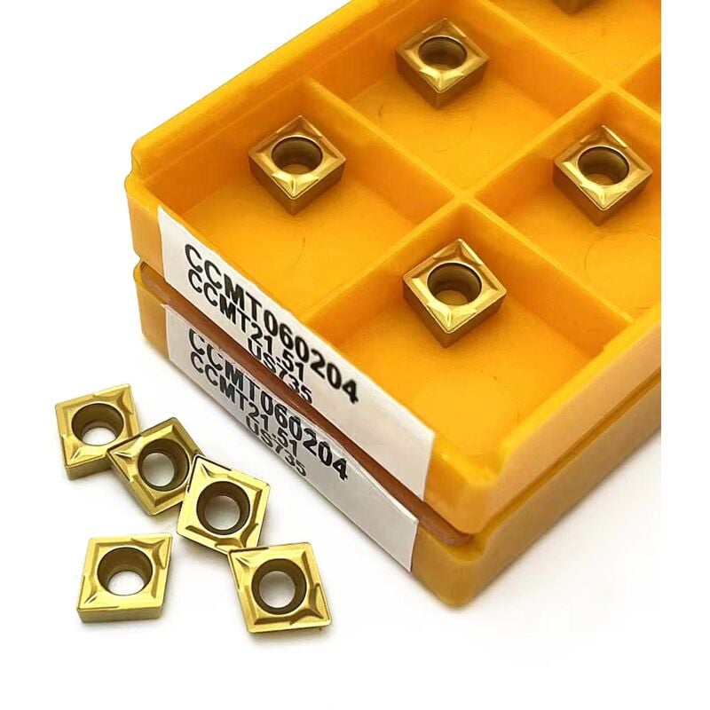 foto del prodotto ox set 10 inserti per utensili tornio a rombo ccmt060204 us 735 placchette inserto